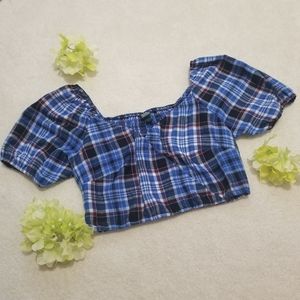 Wild Fable plaid woven crop top size small